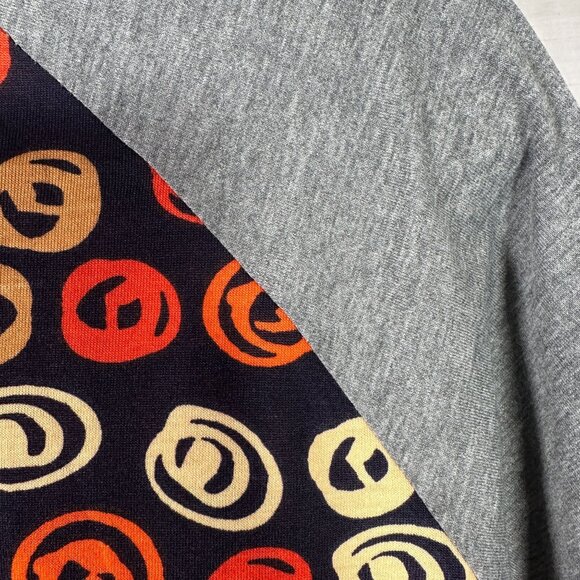 LuLaRoe RANDY Black Gran heathered Orange Tan Circles Raglan Tee Shirt SMALL S - Picture 3 of 7